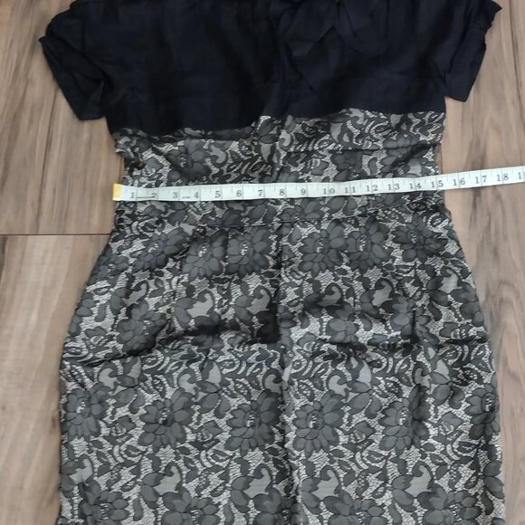 Rachael G. Black and Gold Floral Print Dress, Size 4 - Picture 6 of 16